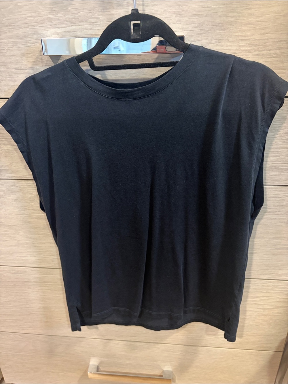 Frame Navy Blue Women's Crewneck Cap-Sleeve Tee